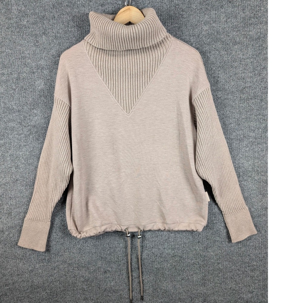 Varley S Hannah Cowl Neck Sweater Sweatshirt DoubleSoft Taupe Turtleneck